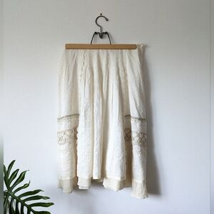 Cottagecore Ivory Silk Skirt with Lace Shin Choi Size 10